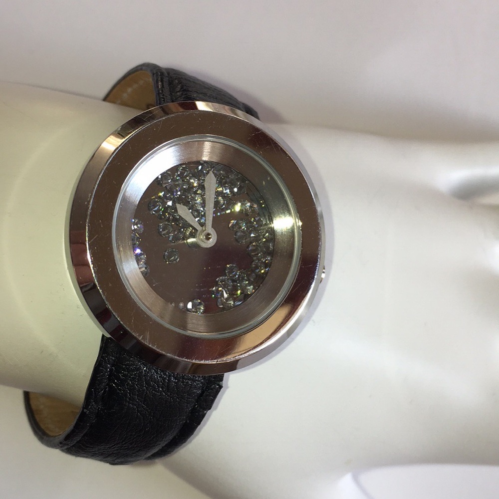 Andre Giroud Floating Diamond Black Ostrich Watch